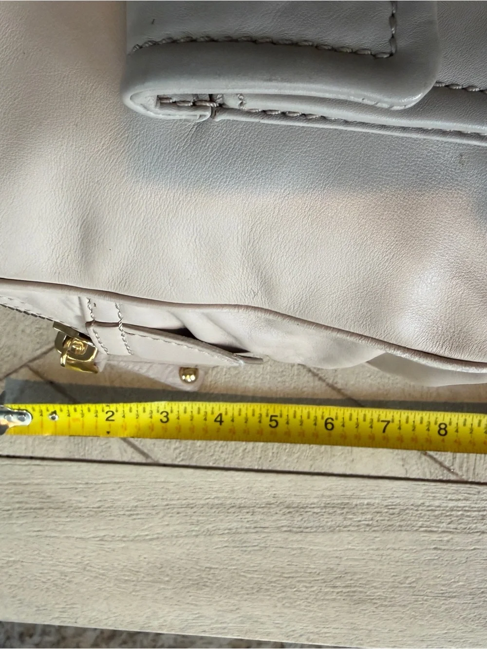 Marc Jacobs Ivory Leather Satchel Gold Hardware Double Pocket Purse Bag